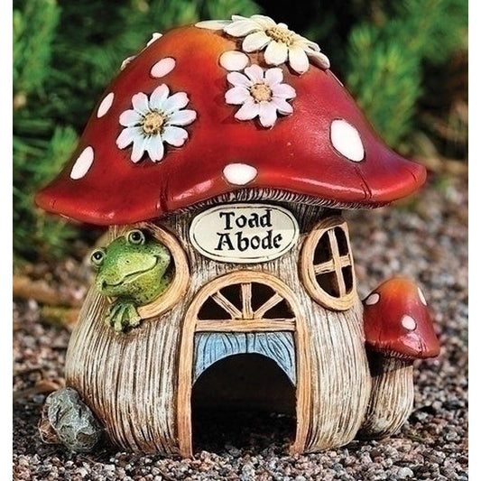 Polyresin Toad Abode With Daisy's Mushroom Garden Fairy House-Nature's Treasures