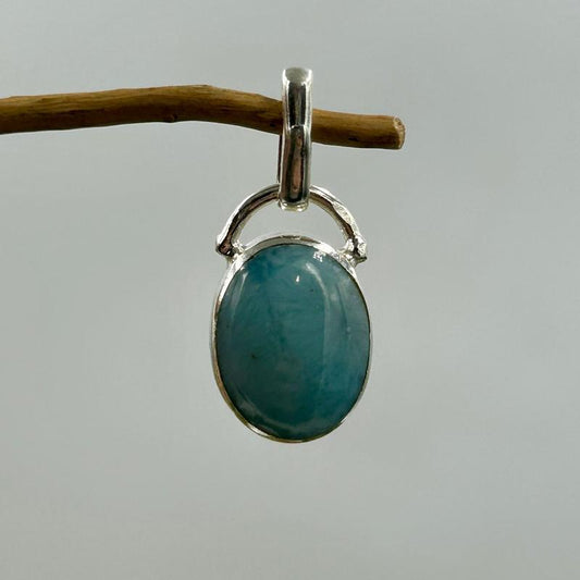 Reversible Oval Blue And Pink Larimar Pendant || .925 Sterling Silver-Nature's Treasures