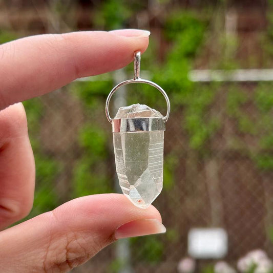 SHOW PRODUCT- Rough Lemurian Seed Quartz Point Pendant || .925 Sterling Silver \-Nature's Treasures