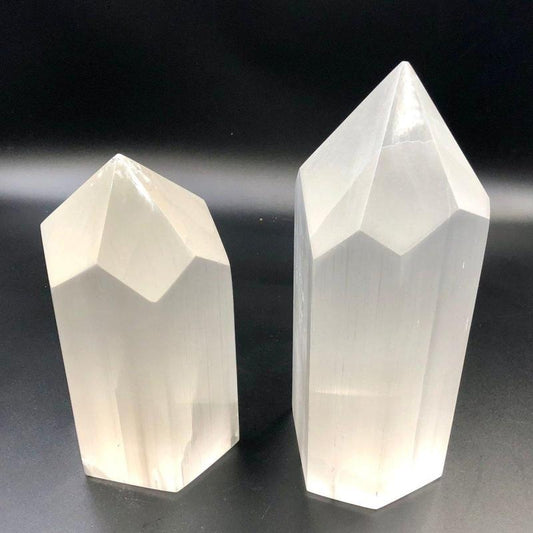 Selenite Satin Spar Hexagon Tower Points || Aura Cleansing-Nature's Treasures