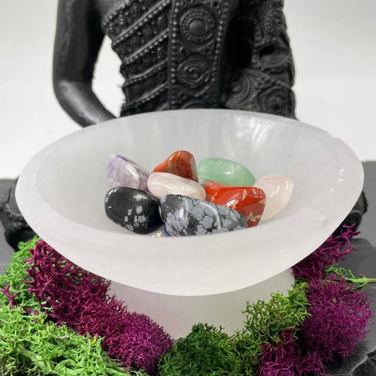 Selenite Satin Spar Round Footed Bowls || Cleansing Bowls-Nature's Treasures