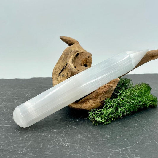 Selenite Satin Spar Single Point Massage Tool || Energy Cleansing-Nature's Treasures