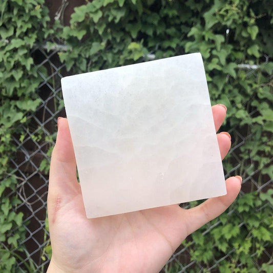 Selenite Satin Spar Square Charging Plates || Morocco-Nature's Treasures