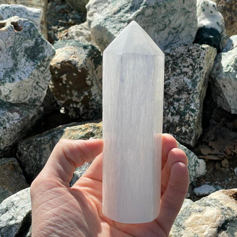 Selenite Satin Spar Tower Point || Aura Cleansing || Morocco-Nature's Treasures