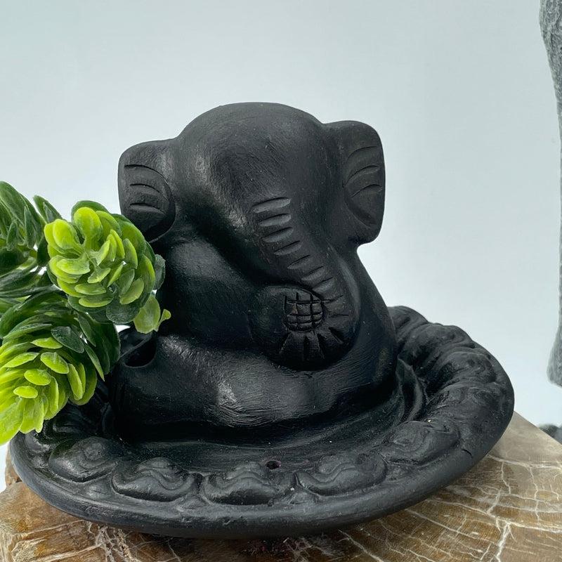 Show Product: Black Ganesha Clay Incense Holder-Nature's Treasures
