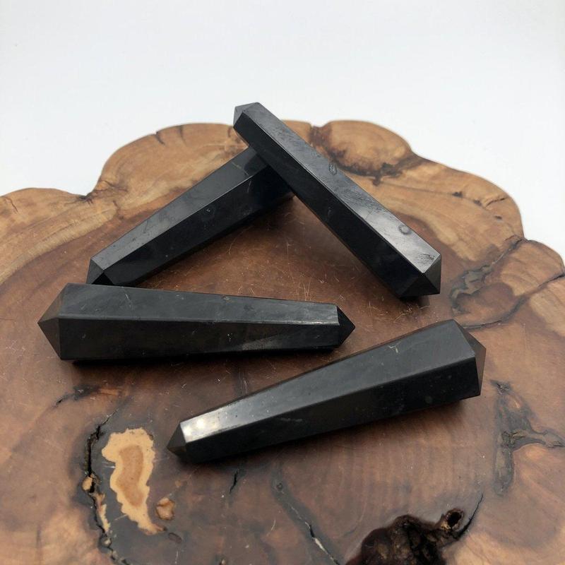 Shungite Double Point Massage Tool || Protection, Cleansing || India-Nature's Treasures