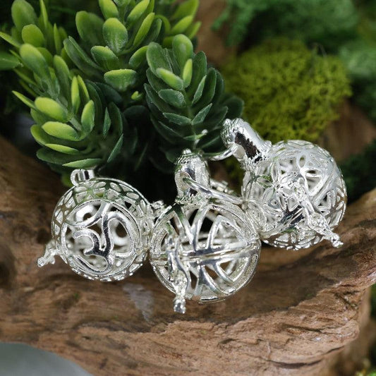 Silver Plated Gemstone Cage Pendants w/ Clasp Lock-Nature's Treasures