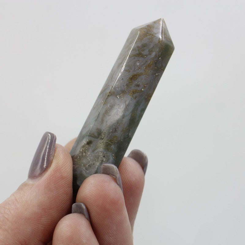Small Moss Agate Massage Point Tool || Balance-Nature's Treasures