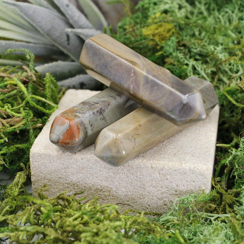 Small Silver Leaf Jasper Double Terminated Massage Tool || Balance