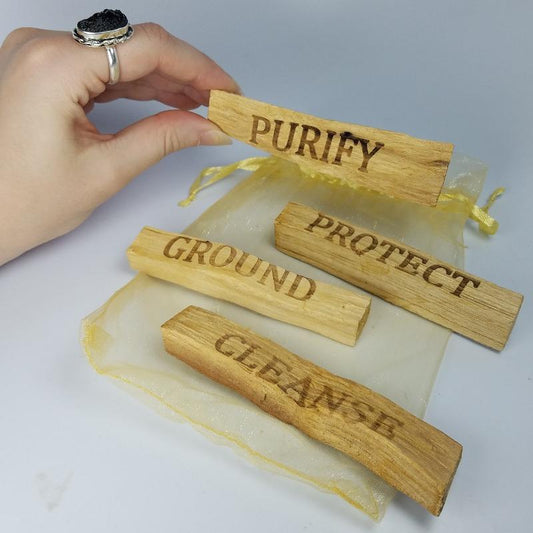 Smudge Wood Stick Set || Palo Santo Affirmation Etched-Nature's Treasures