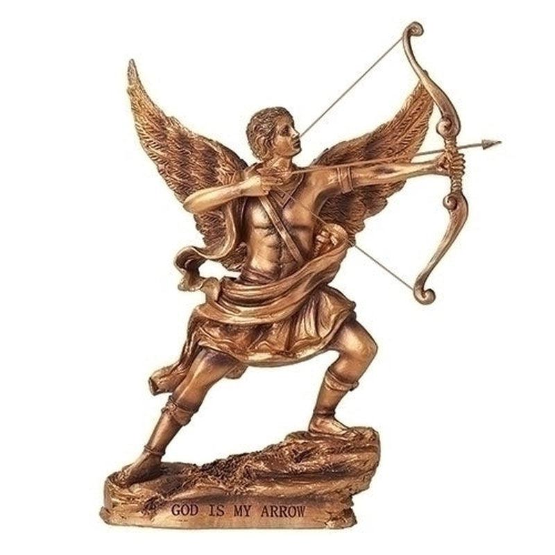 St. Michael Bronze Statue Figurine "God Is My Arrow" Nature's Treasures