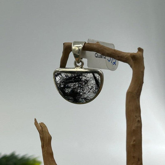 Tourmalinated Quartz Pendant || .925 Sterling Silver-Nature's Treasures