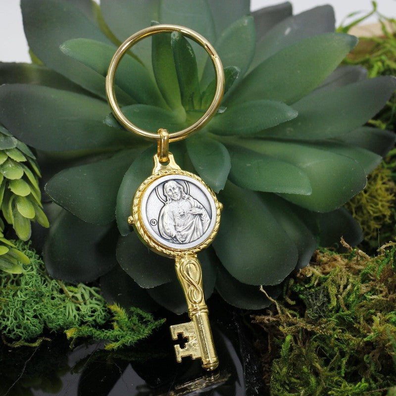 Two-Sided Saint Virgin Mary Keychains || Gold Plated Metal-Nature's Treasures