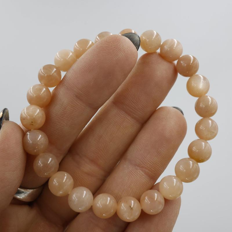 Unisex Gemstone Power Bracelets || Peach Moonstone-Nature's Treasures