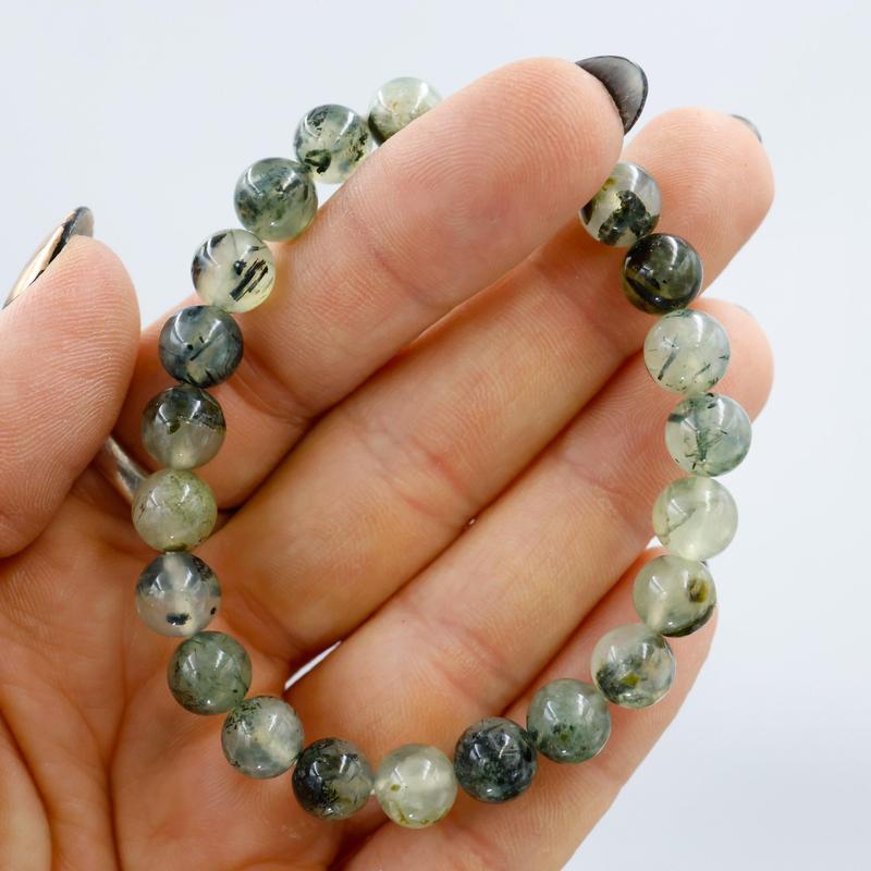 Unisex Gemstone Power Bracelets || Prehnite with Epidote-Nature's Treasures