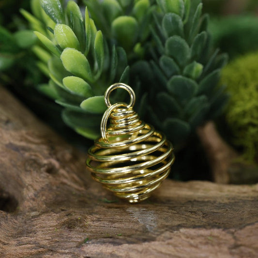 Unisex Gemstone Spiral Cage Pendants-Nature's Treasures