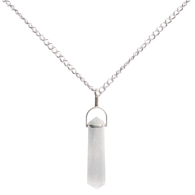 Unisex Selenite Double Terminated Pendant || .925 Sterling Silver-Nature's Treasures