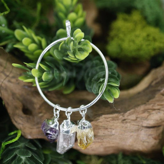 Unisex Triple Gemstone Ring Pendants-Nature's Treasures