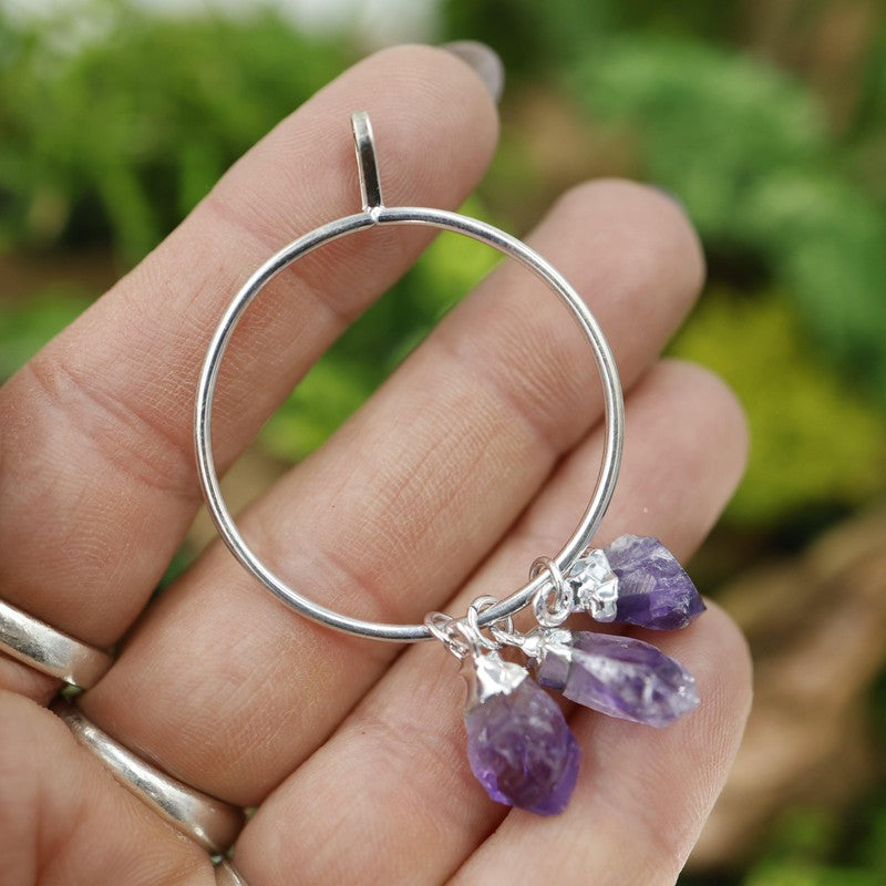 Unisex Triple Gemstone Ring Pendants-Nature's Treasures