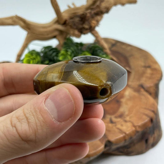 Yellow Tiger's Eye One-Hitter Heart Pipe-Nature's Treasures
