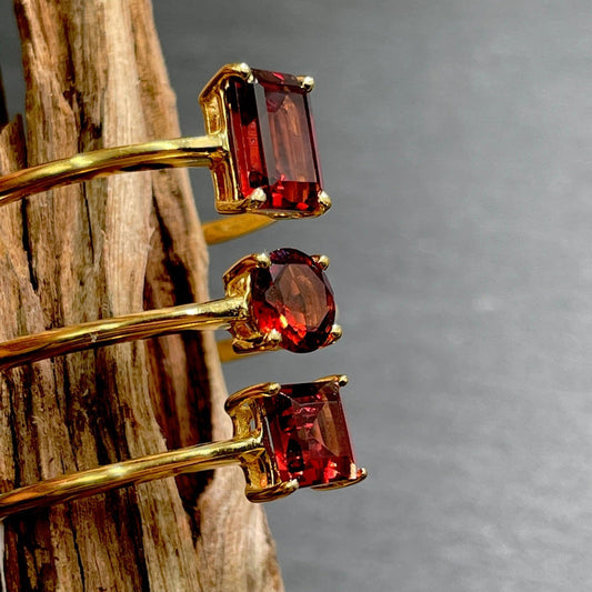 14k Vermeil Yellow Gold Red Garnet Rings || Sri Lanka-Nature's Treasures