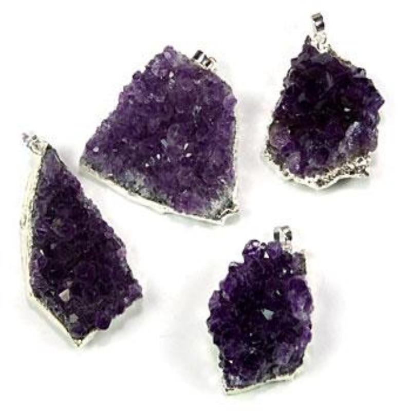 Amethyst Cluster Silver Plated Pendant-Nature's Treasures