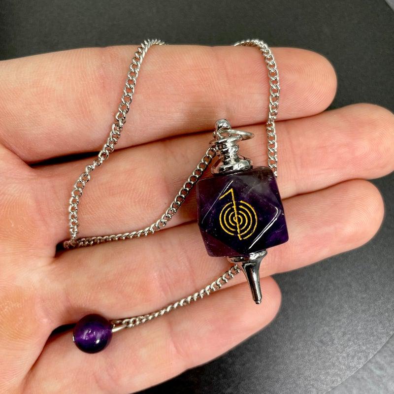 Amethyst Reiki Symbol Pendulum || Purification-Nature's Treasures