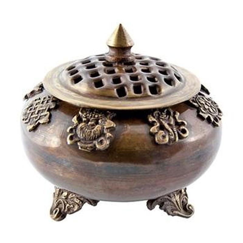 Auspicious Symbols Tibetan Censer Burner Antique