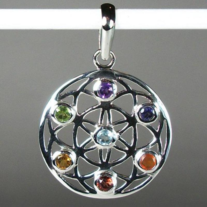 Chakra Flower of Life Pendant Sterling Silver || .925 Sterling Silver