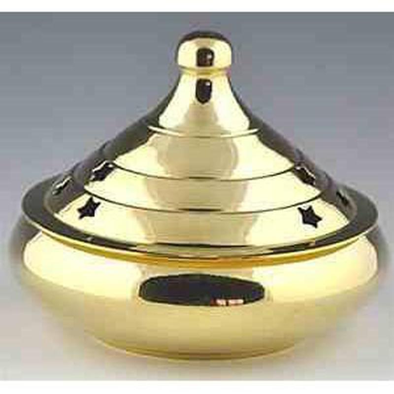 Classic Style Charcoal Incense And Resin Temple Burner With Star holes || Brass || India