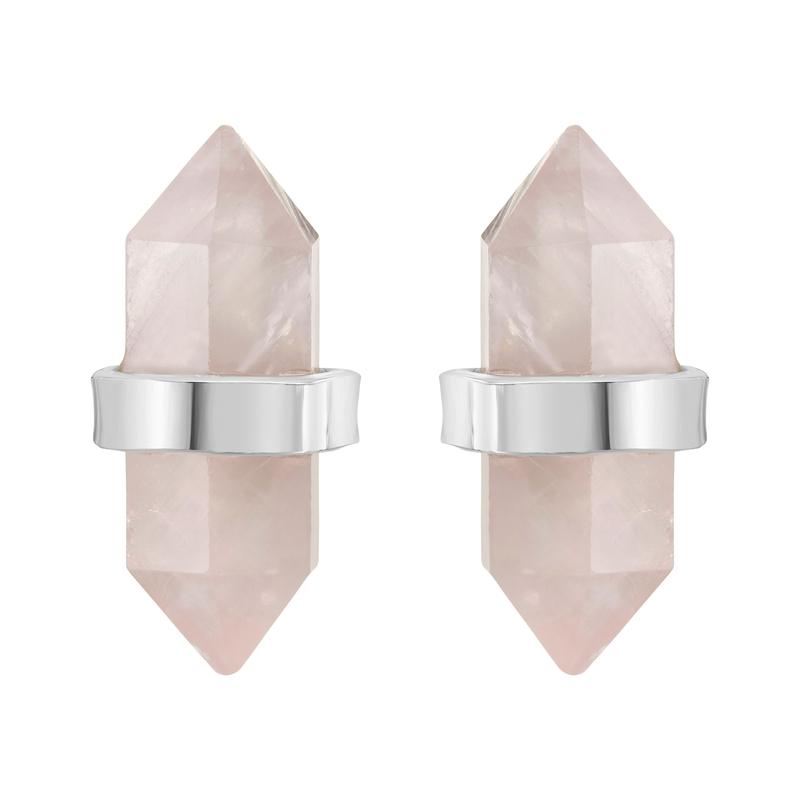Double Terminated Rose Quartz Earrings || .925 Sterling Silver-Nature's Treasures