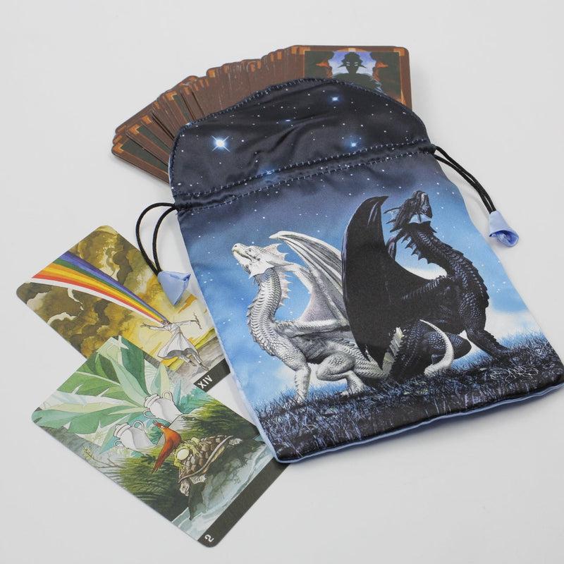 "Dragon Tarot Bag" Dupion Silk Drawstring Accessory Bag-Nature's Treasures