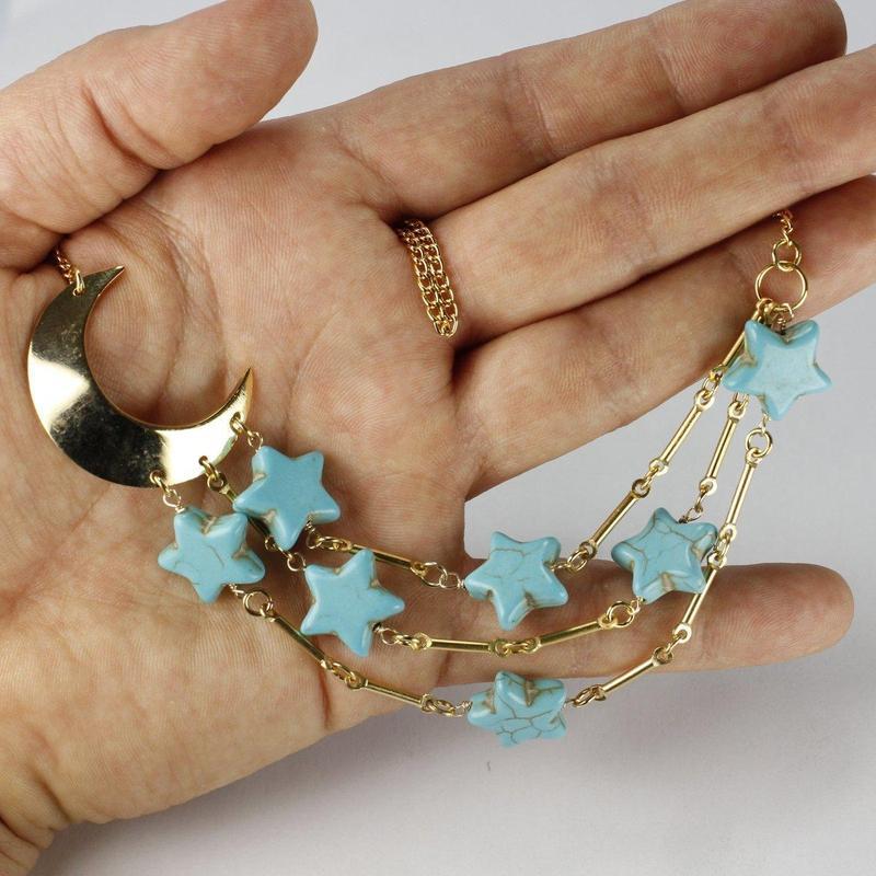 Etymology Jewelry - Turquoise Star Brass Necklace-Nature's Treasures