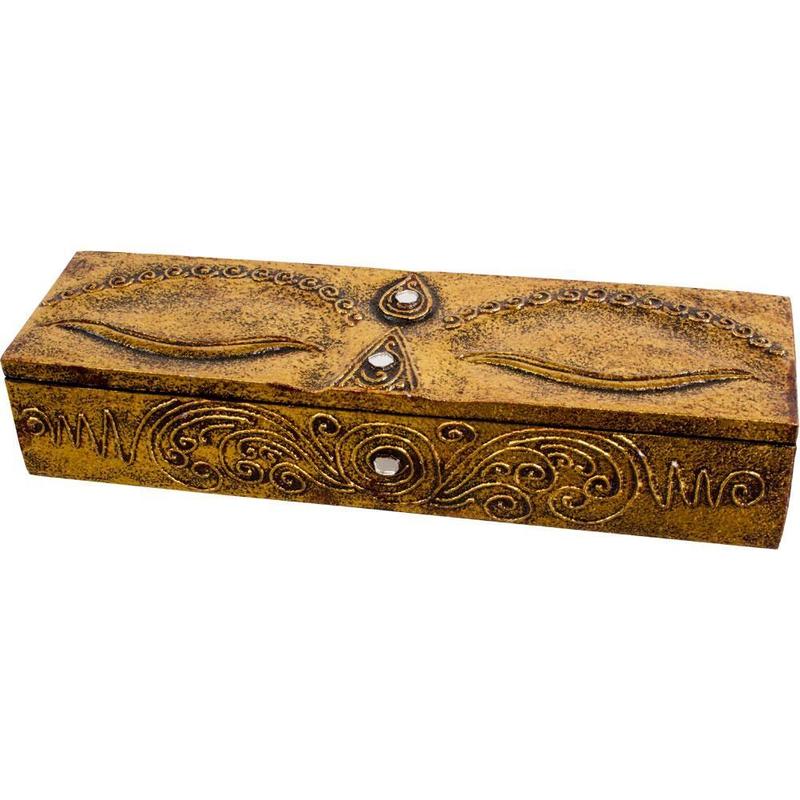 Eye of Buddha Jeweled Incense Storage Wood Box-Nature's Treasures