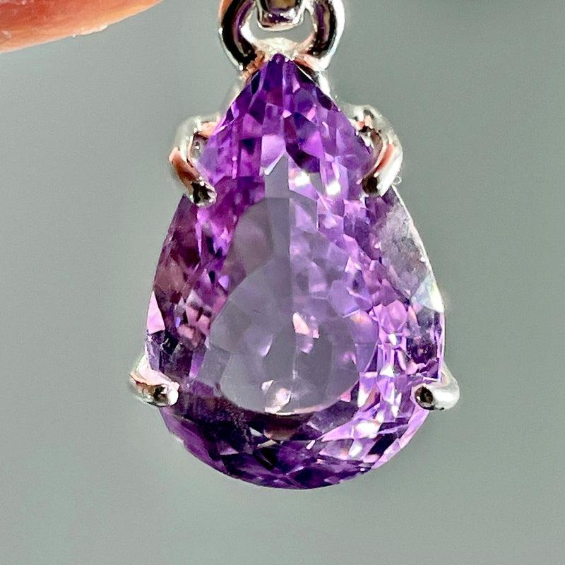Faceted Amethyst Rose de France Pendant Brazil || .925 Sterling Silver-Nature's Treasures