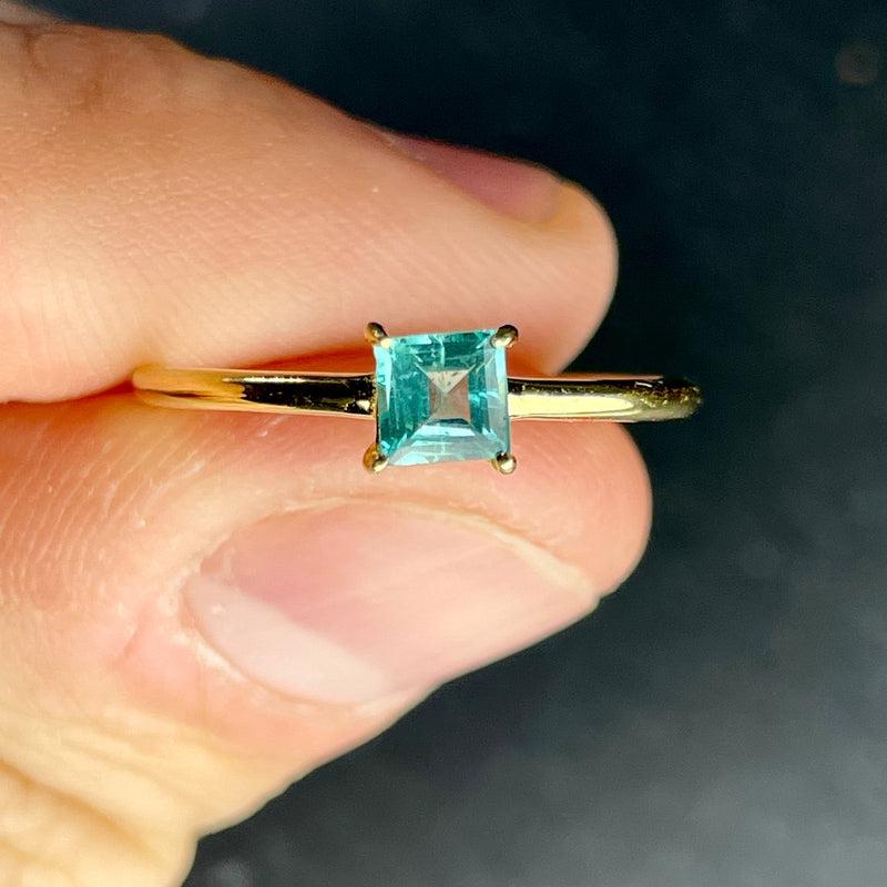 Fiji Ocean Blue Apatite Ring ||14K Vermeil Yellow Gold || Brazil-Nature's Treasures