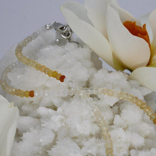 Fire Opal Waterfall Dainty Faceted Necklace || .925 Sterling Silver-Nature's Treasures