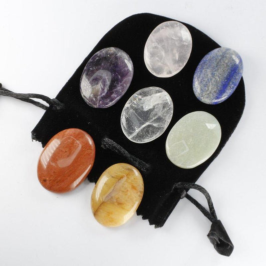 Flat Palm Stone Chakra Set-Nature's Treasures
