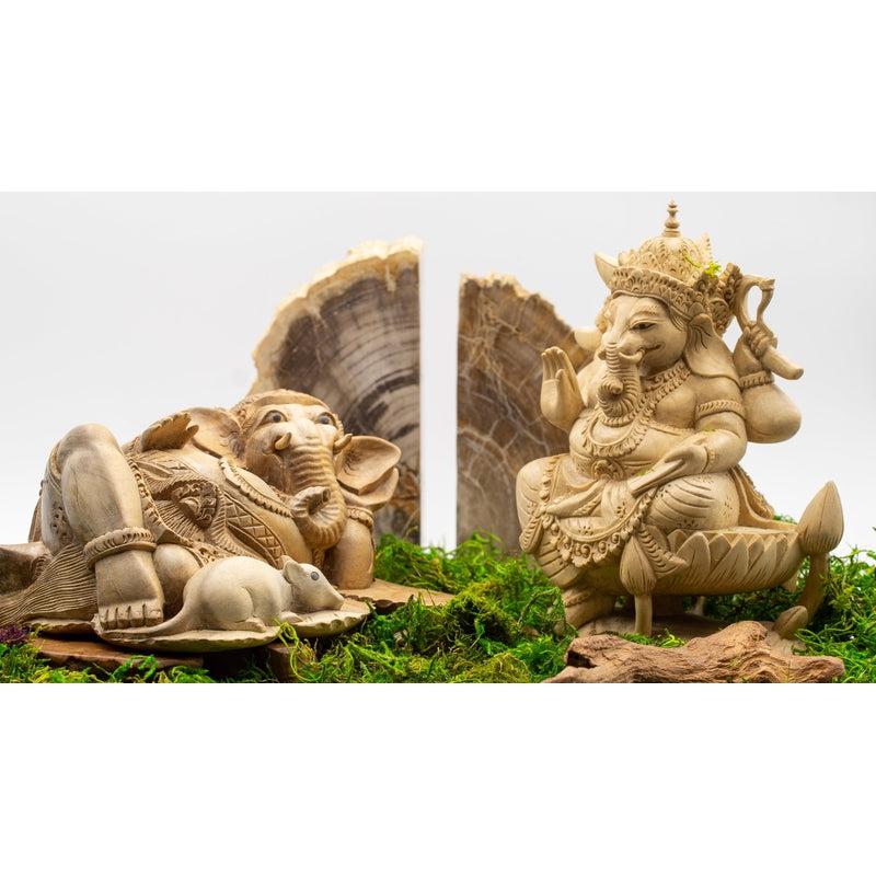 Ganesh Monkey Pod Wooden Statue Hand-Carved || Indonesia-Nature's Treasures