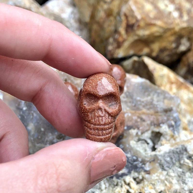 Goldstone Skull Drilled Pendant - Mini-Nature's Treasures