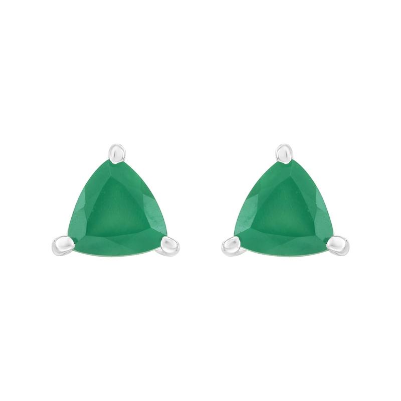 Green Onyx Faceted Triangle Stud Earrings || .925 Sterling Silver-Nature's Treasures