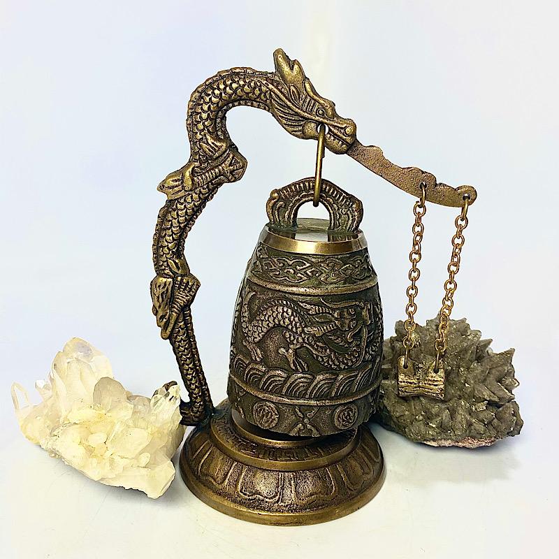 Hanging Brass Dragon Bell-Nature's Treasures