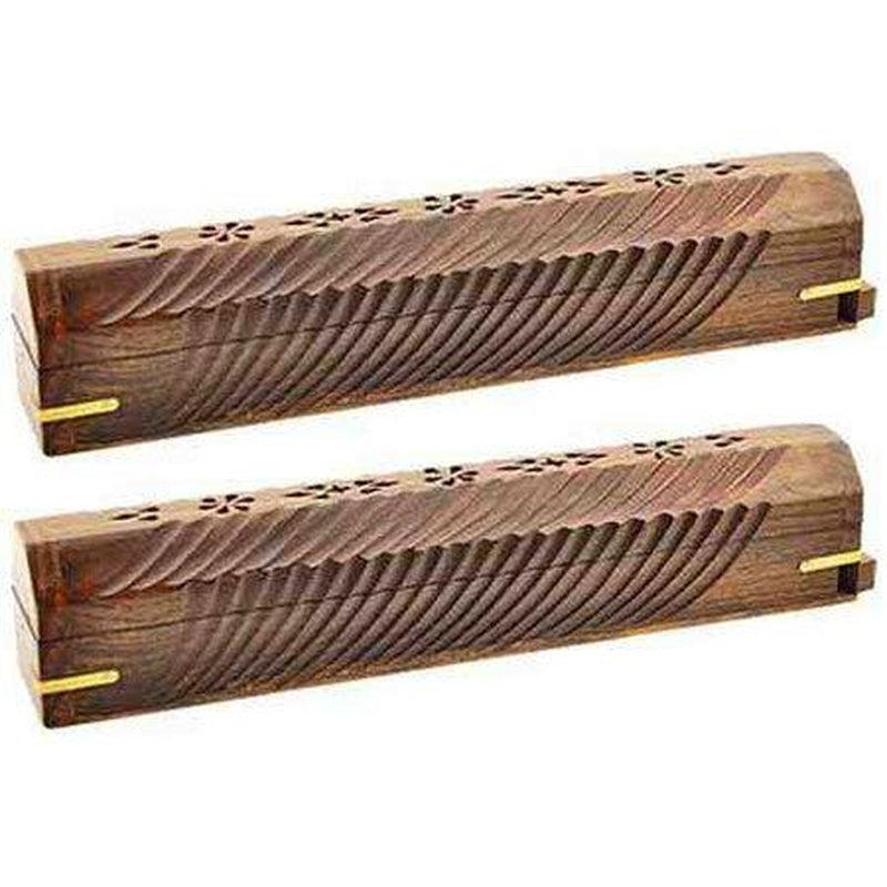 Incense Burner Wooden Coffin Box 12"-Nature's Treasures