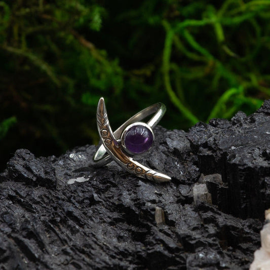 La Luna Twilight Amethyst Ring || .925 Sterling Silver || Protection, Calming-Nature's Treasures