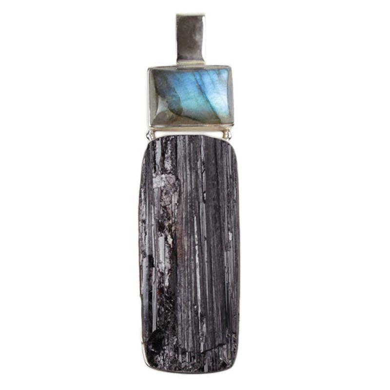 Labradorite With Black Tourmaline Pendant || .925 Sterling Silver-Nature's Treasures