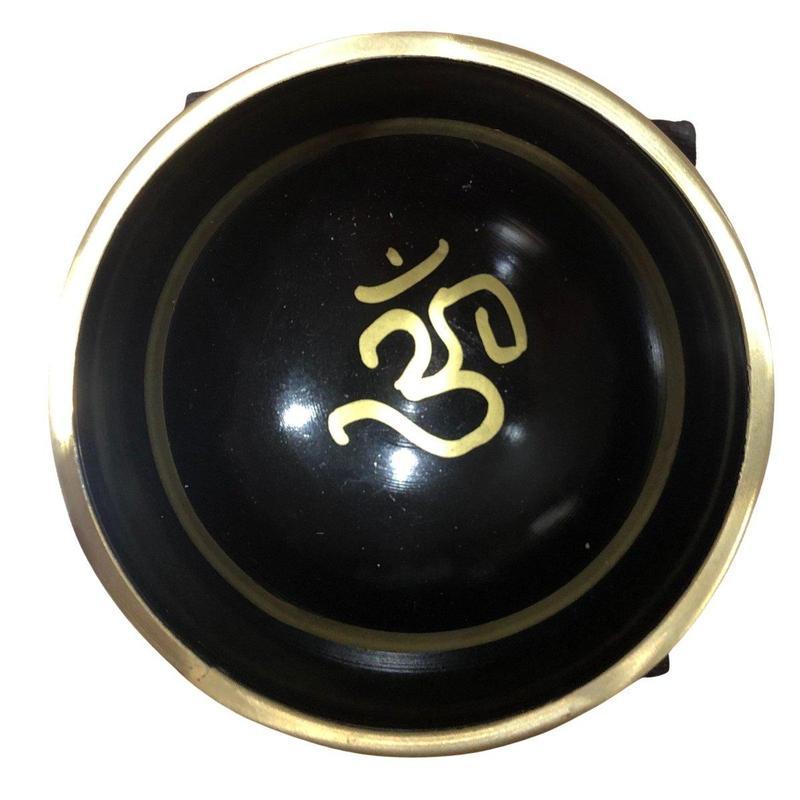 Metal Om Singing Bowl With Gift Box Set- Black-Nature's Treasures