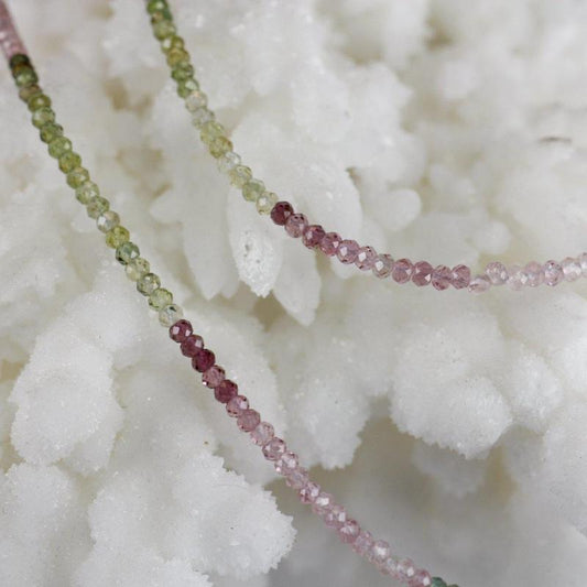 Multi Colored Tourmaline Waterfall Dainty Faceted Necklace || .925 Sterling Silver-Nature's Treasures