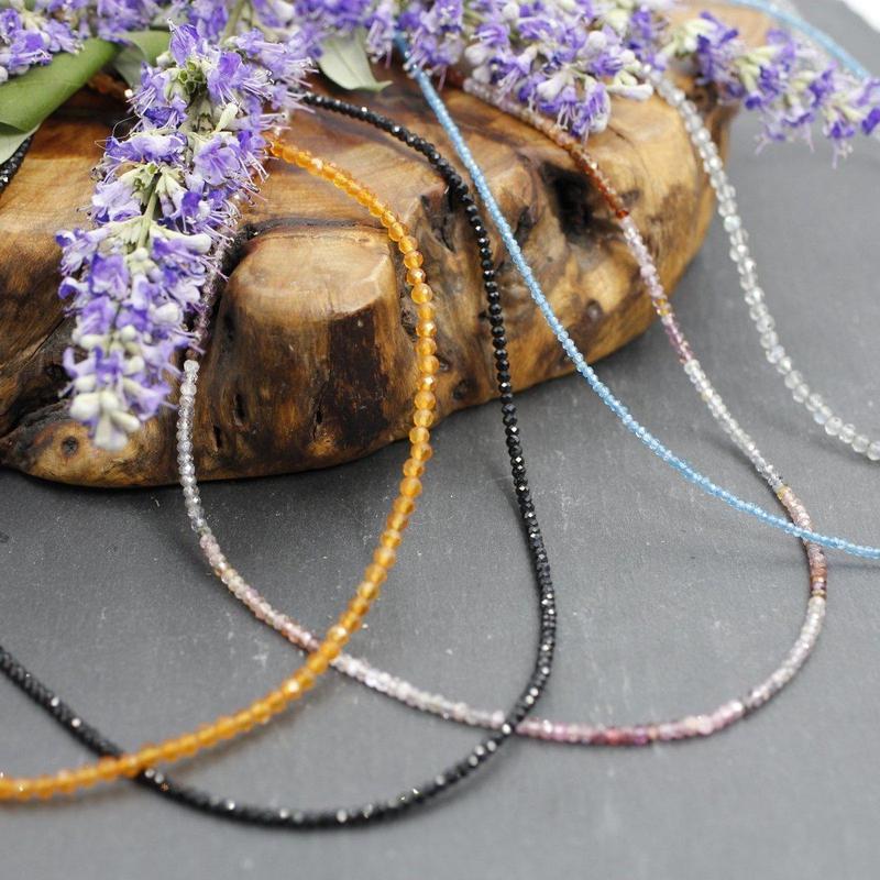 Multi Mauve Purple Pink Spinel Dainty Faceted Necklace 2MM || .925 Sterling Silver-Nature's Treasures