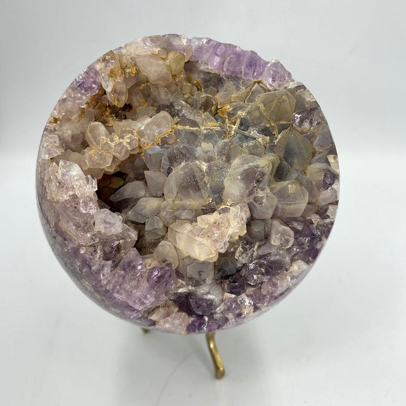 Natural Amethyst And Quartz Cluster Sphere Statement Piece || 170 MM || Protection, Mental Healing || Brazil-Nature's Treasures