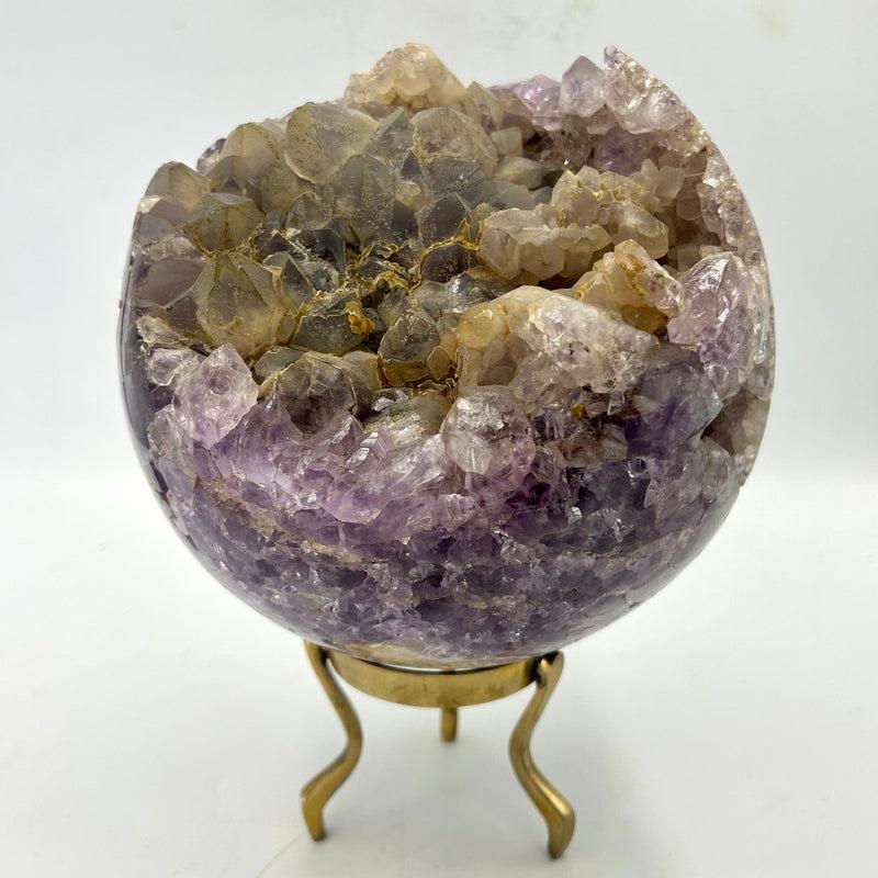 Natural Amethyst And Quartz Cluster Sphere Statement Piece || 170 MM || Protection, Mental Healing || Brazil-Nature's Treasures